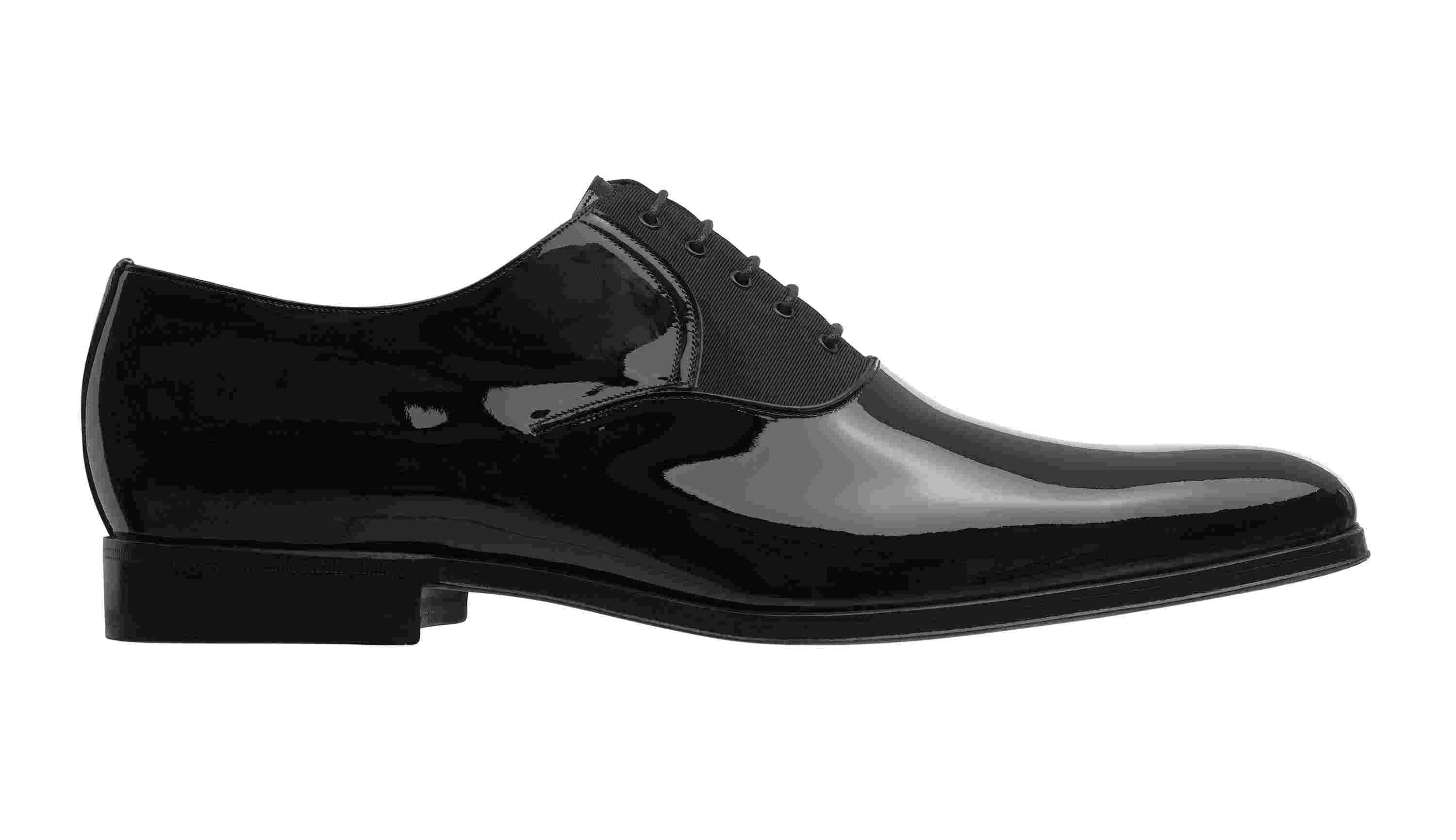 Oxfordshoe in Black Patent Calfskin and Ottoman Canvas